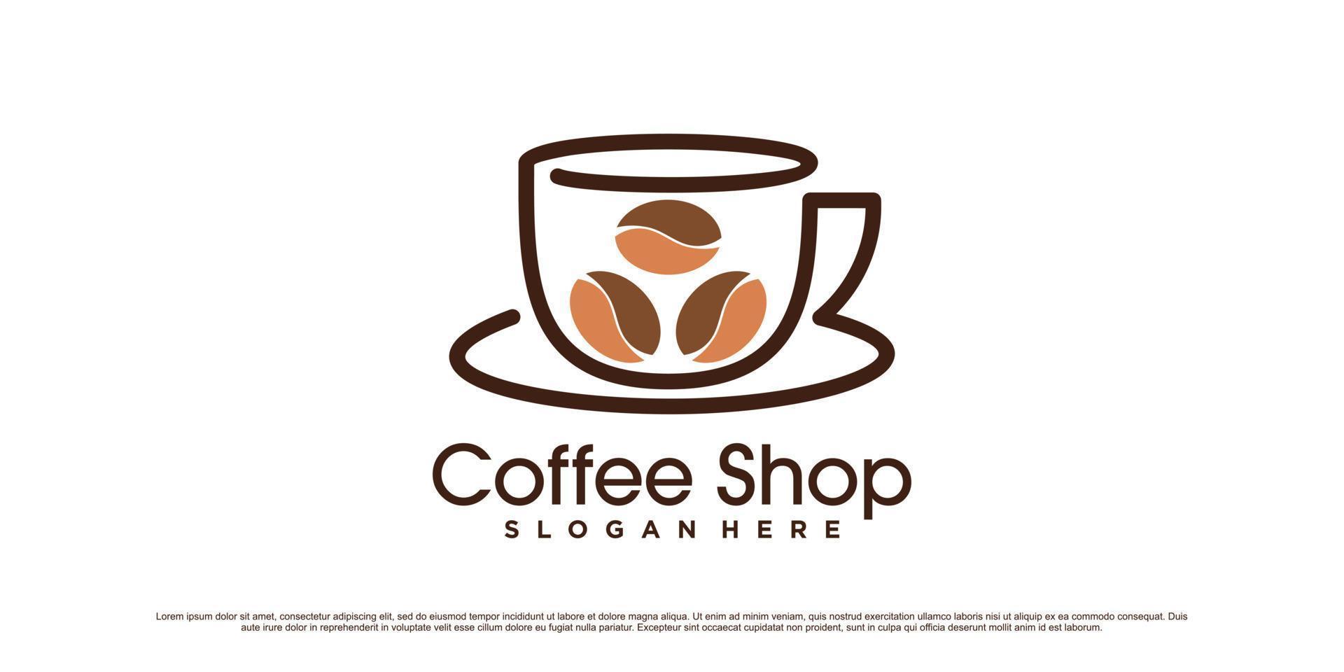 Coffee logo design template with cup icon and creative element concept vector
