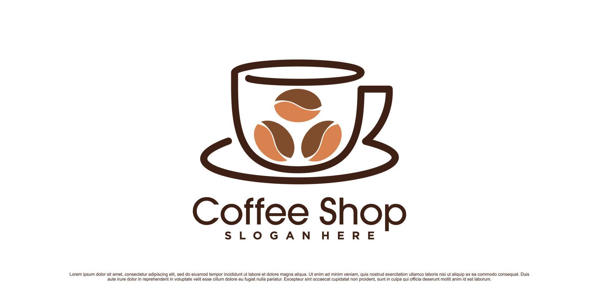 plantilla de diseño de logotipo de café con icono de taza y concepto de elemento creativo vector