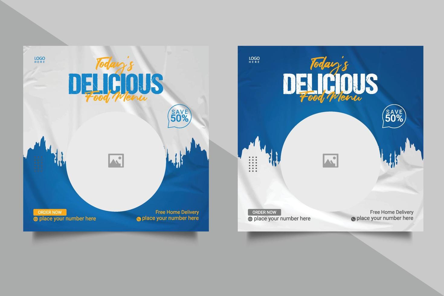 social media post template for food promotion simple banner frame vector