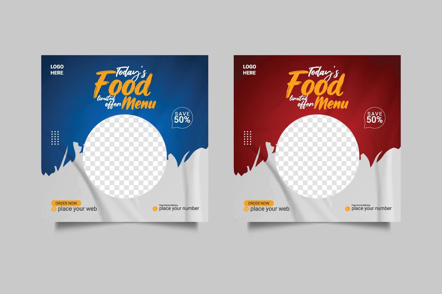social media post template for food promotion simple banner frame vector