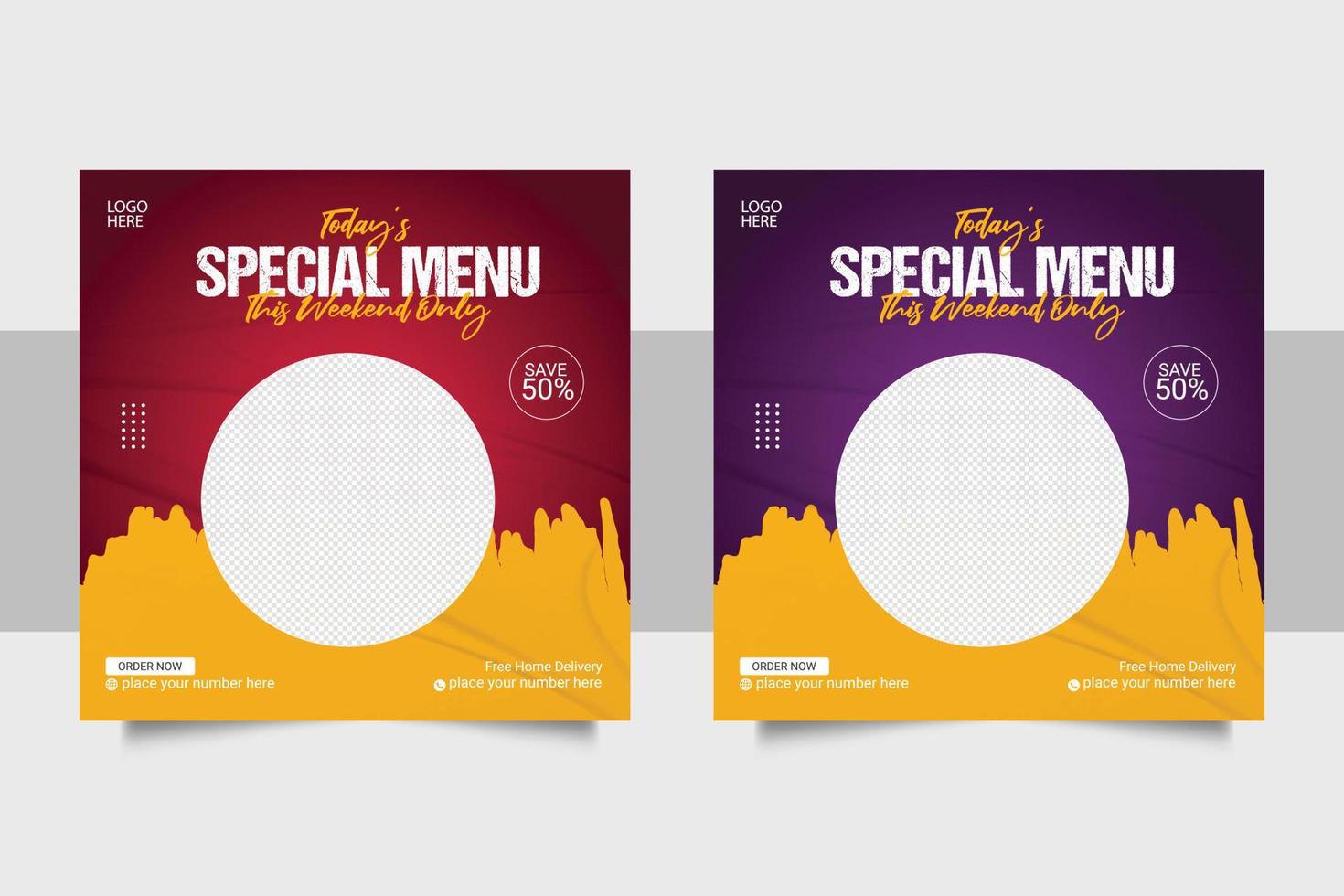 social media post template for food promotion simple banner frame vector