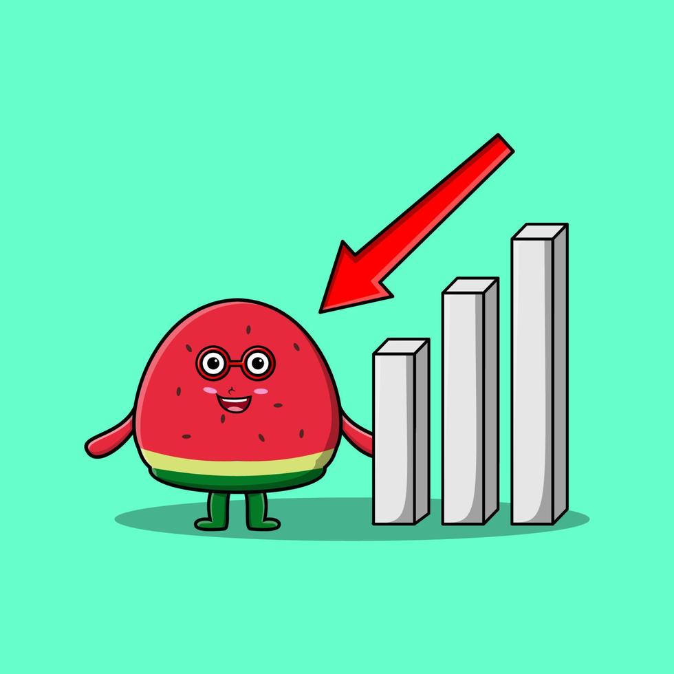 cute cartoon watermelon with down sign graphic vector