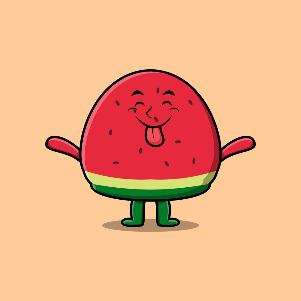 Cute cartoon watermelon with flashy expression vector
