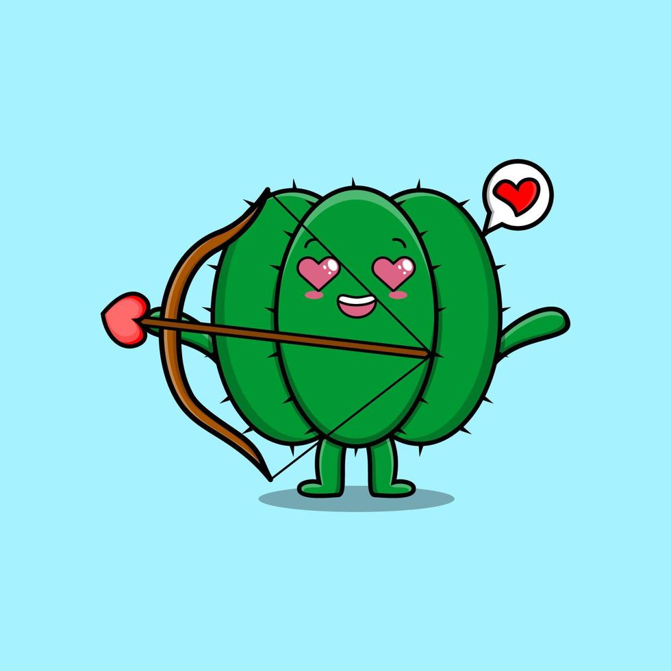 Cute cartoon character romantic cupid cactus vector