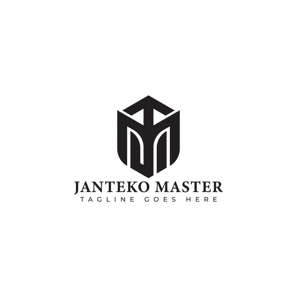 letra inicial abstracta jm o logotipo mj en color negro aislado en fondo blanco aplicado para el logotipo deportivo de marca personal también adecuado para las marcas o empresas que tienen el nombre inicial mj o jm. vector