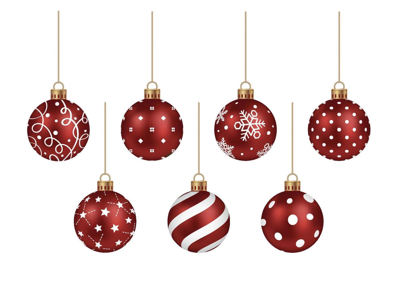 Realistic Christmas Ball Vector Illustration Set Isolated On A White Background.