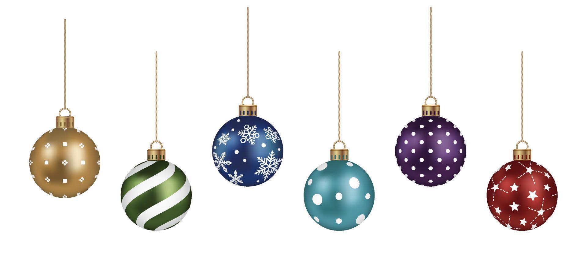 Realistic Christmas Ball Vector Illustration Set Isolated On A White Background.