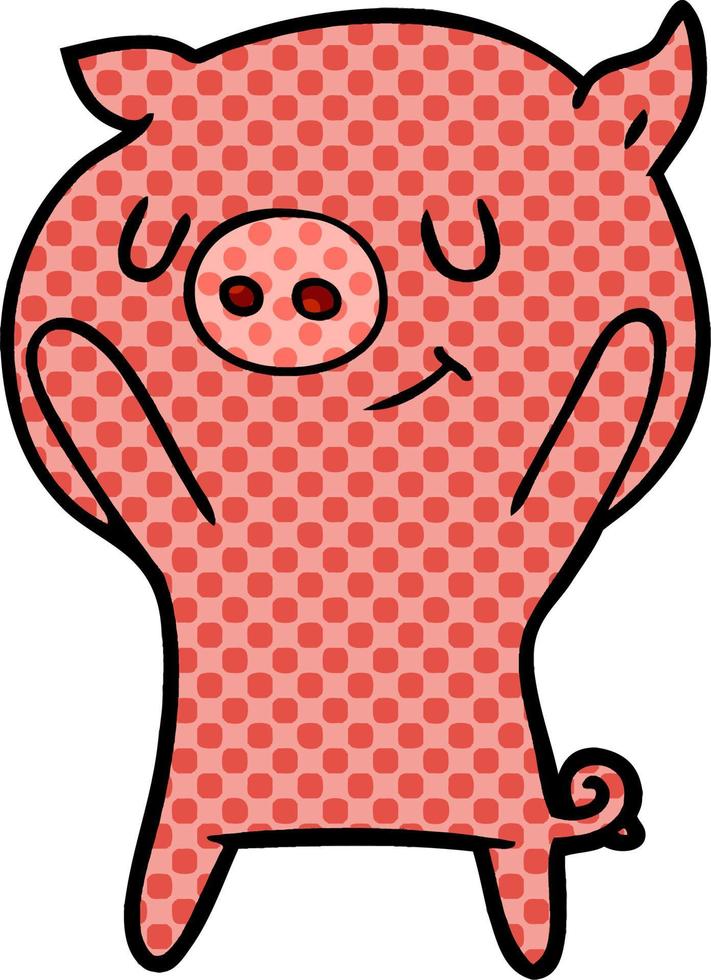 happy cartoon pig vector