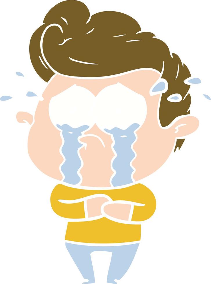 flat color style cartoon crying man vector