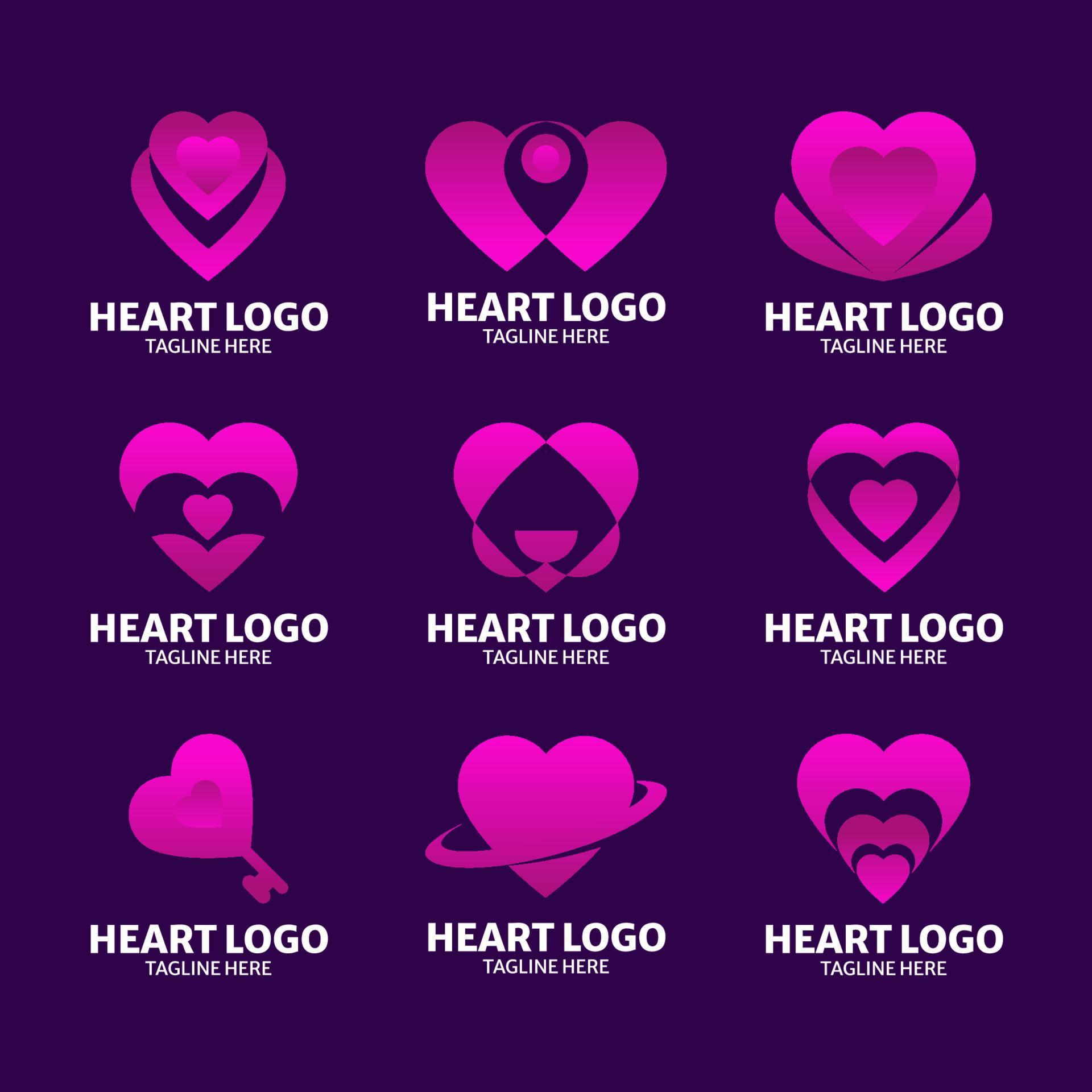Pink Heart Logo Set 12176684 Vector Art at Vecteezy