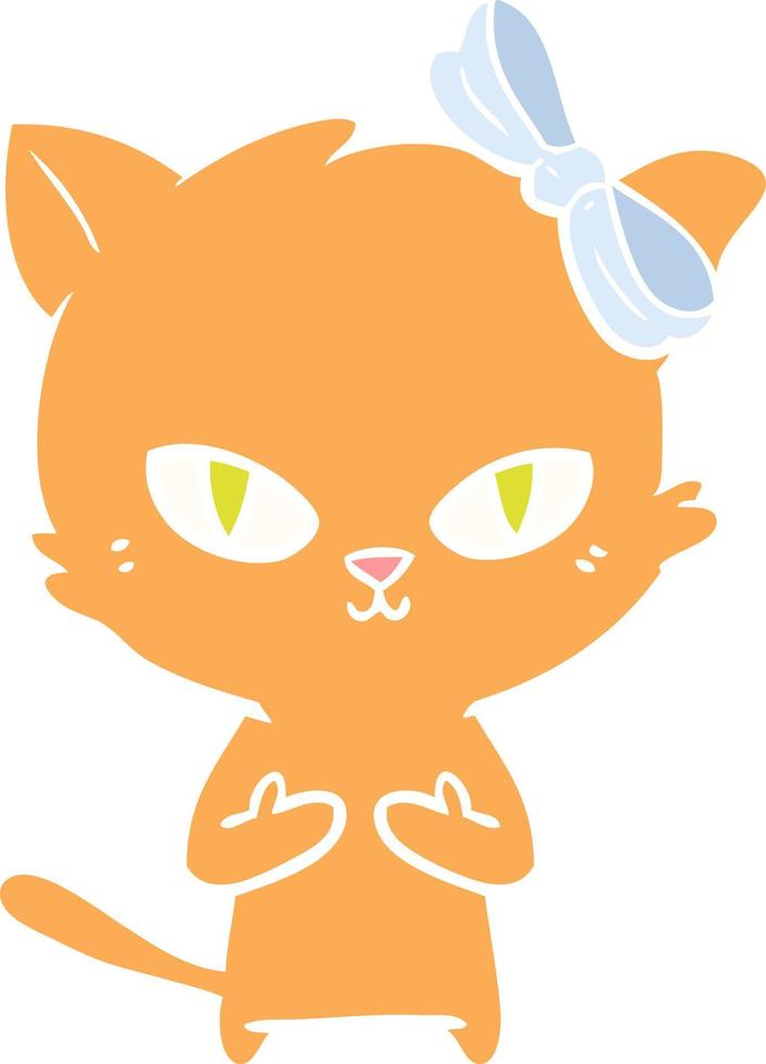 cute flat color style cartoon cat vector