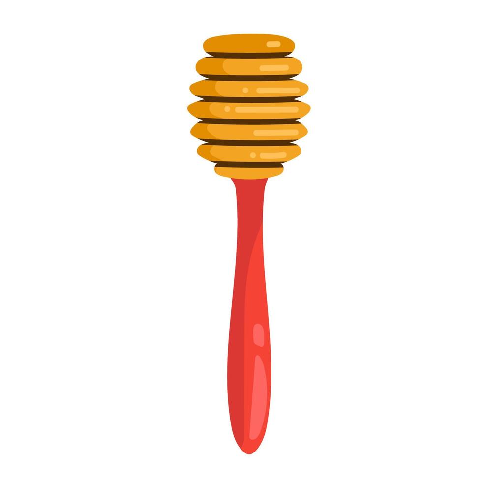 Honey wood spoon, vector illustration isolated on white