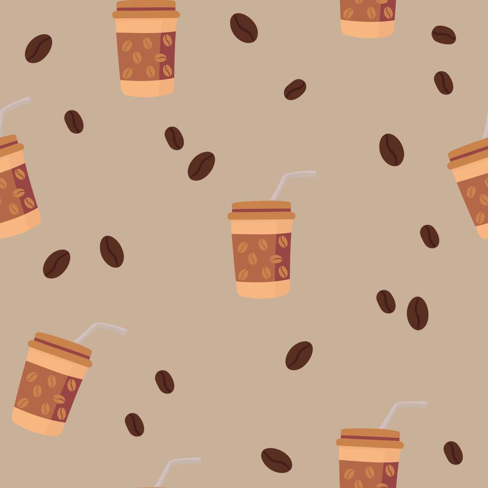 Vector seamless pattern with coffee cup, . Beautiful print in pastel tones. Background for textile, clothes, coffee shops, cafe and decor. Cute illustration