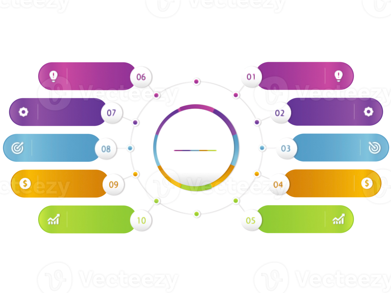 Ten steps colorful circle object for infographic template. png