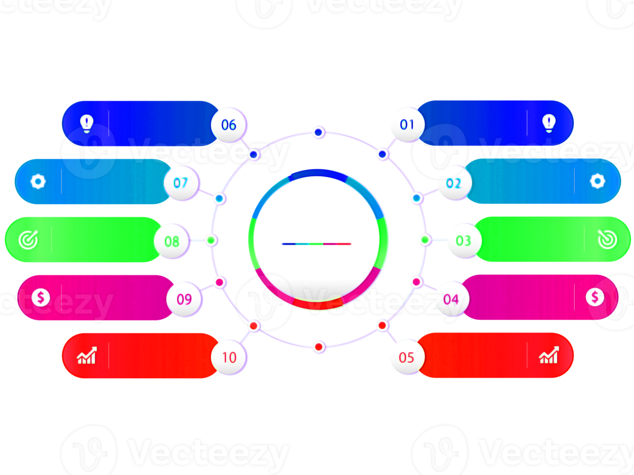 Ten steps colorful circle object for infographic template. png