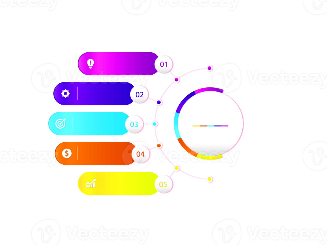 fünf Schritte buntes Objekt für Infografik-Vorlage png