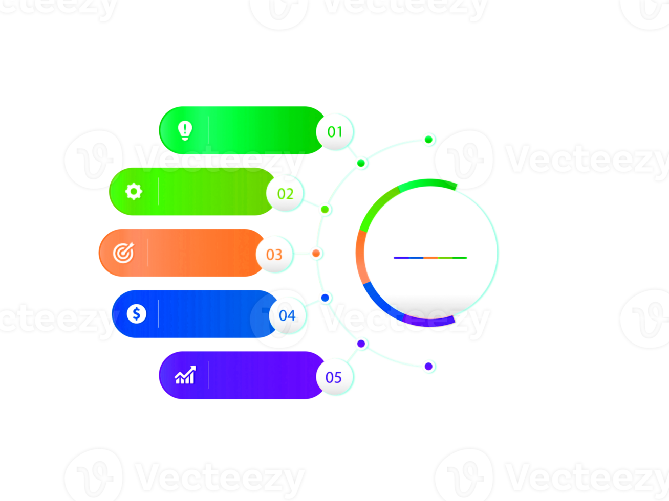 objet coloré en cinq étapes pour le modèle infographique png