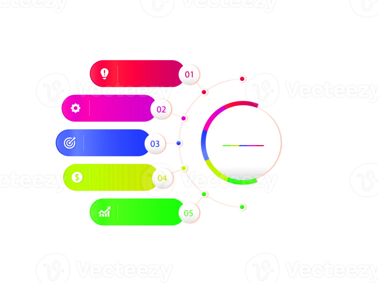 fünf Schritte buntes Objekt für Infografik-Vorlage png
