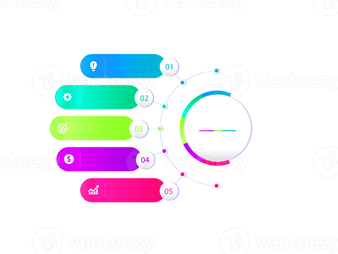 fünf Schritte buntes Objekt für Infografik-Vorlage png