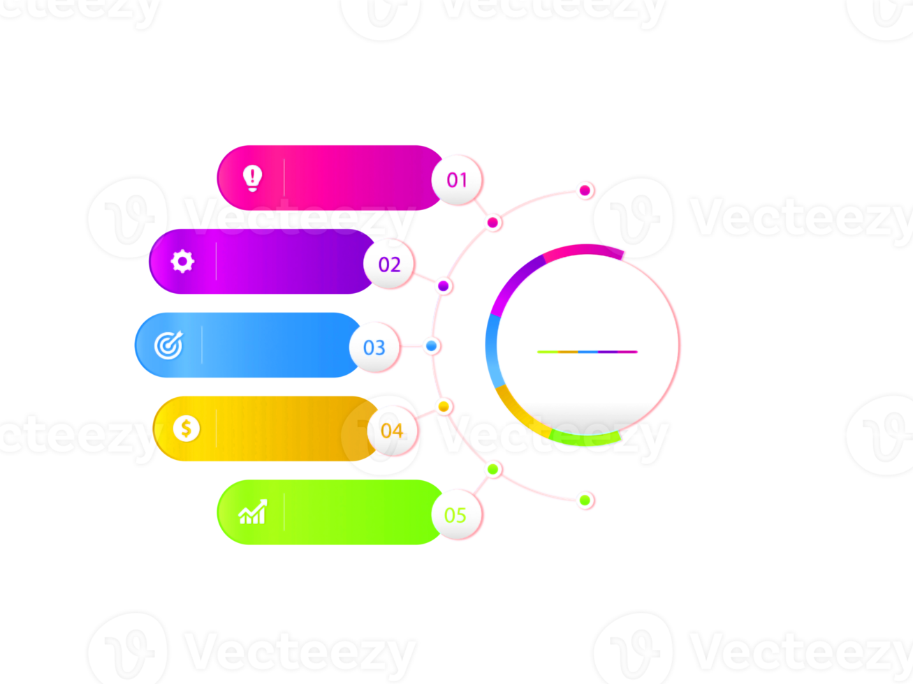 objet coloré en cinq étapes pour le modèle infographique png