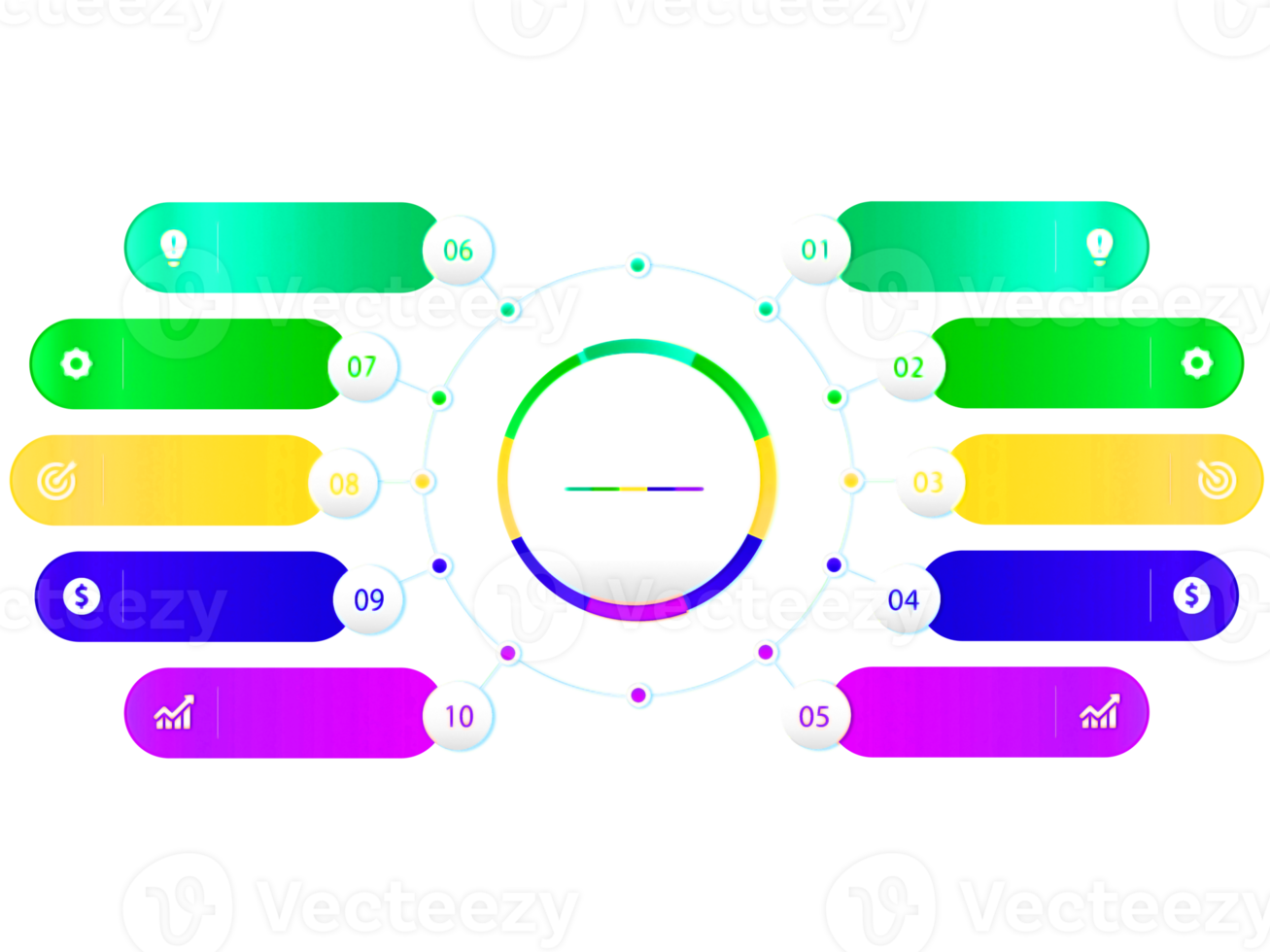 Ten steps colorful circle object for infographic template. png