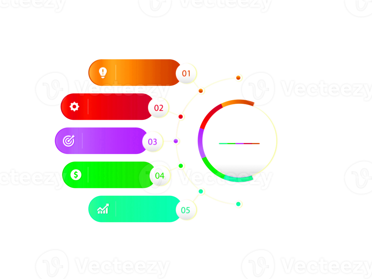 objet coloré en cinq étapes pour le modèle infographique png