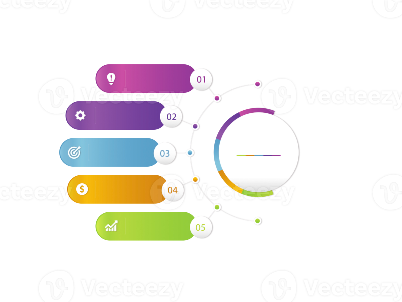 fünf Schritte buntes Objekt für Infografik-Vorlage png