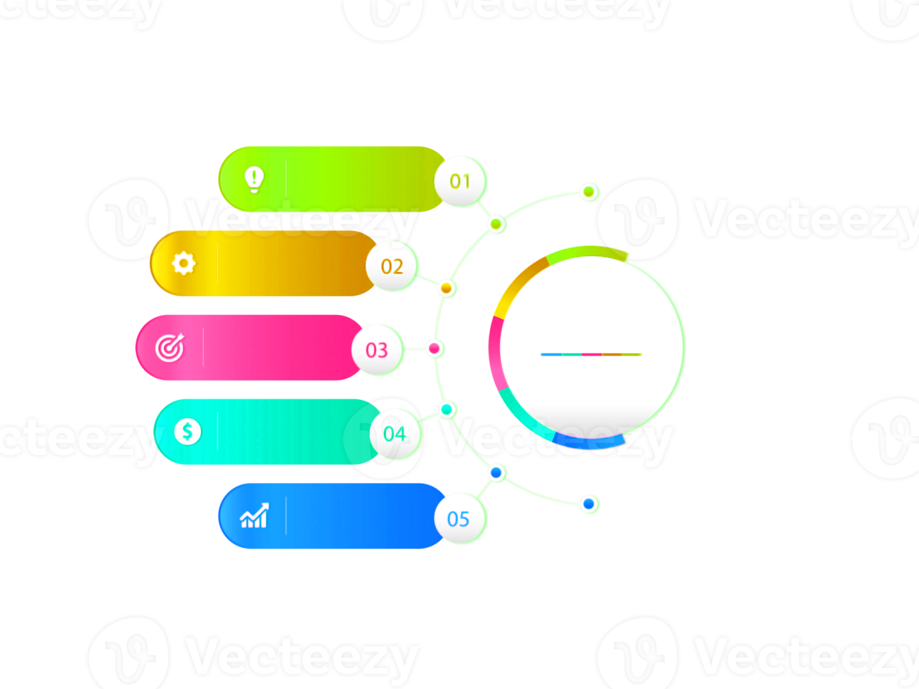 Five steps colorful object for infographic template png