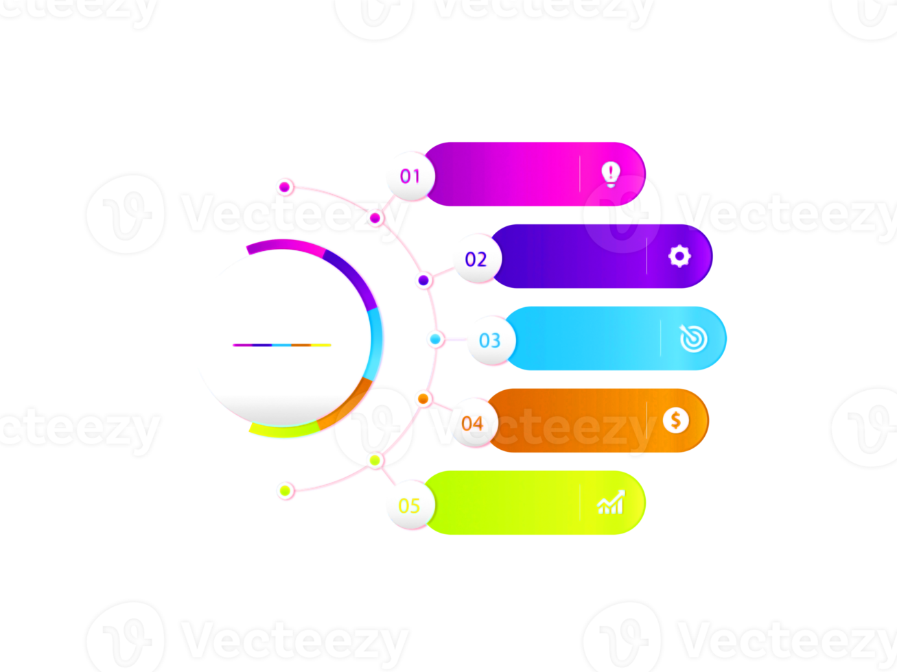 objeto colorido de cinco pasos para la plantilla infográfica png