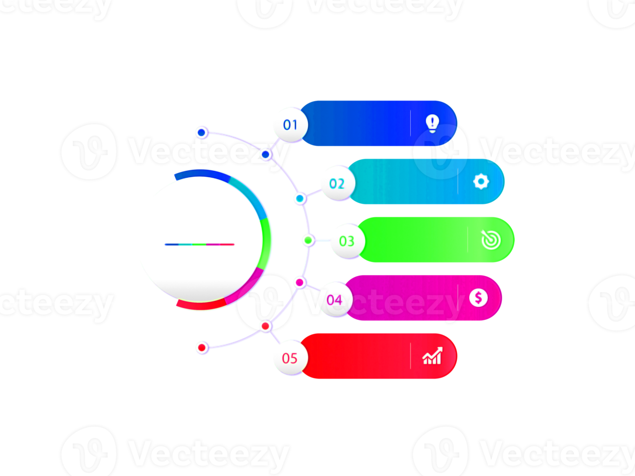 cinque passaggi colorato oggetto per Infografica modello png