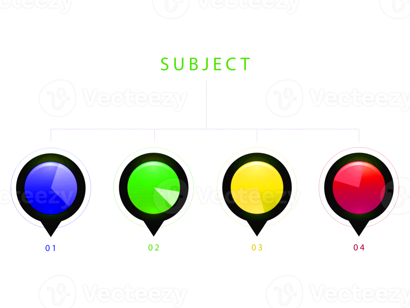 Vier Schritte buntes Kreisobjekt für Infografik-Vorlage. png