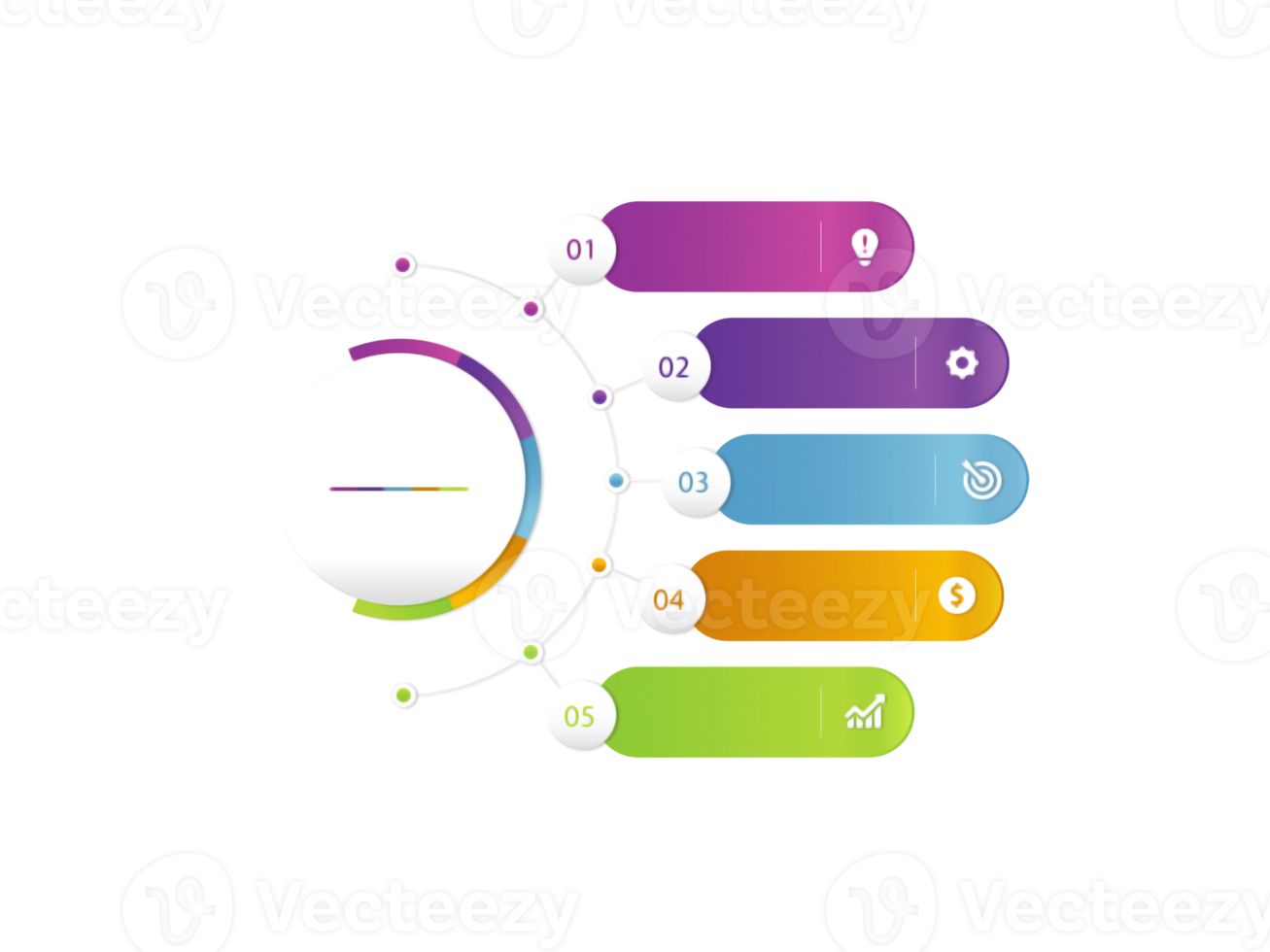 Five steps colorful object for infographic template png