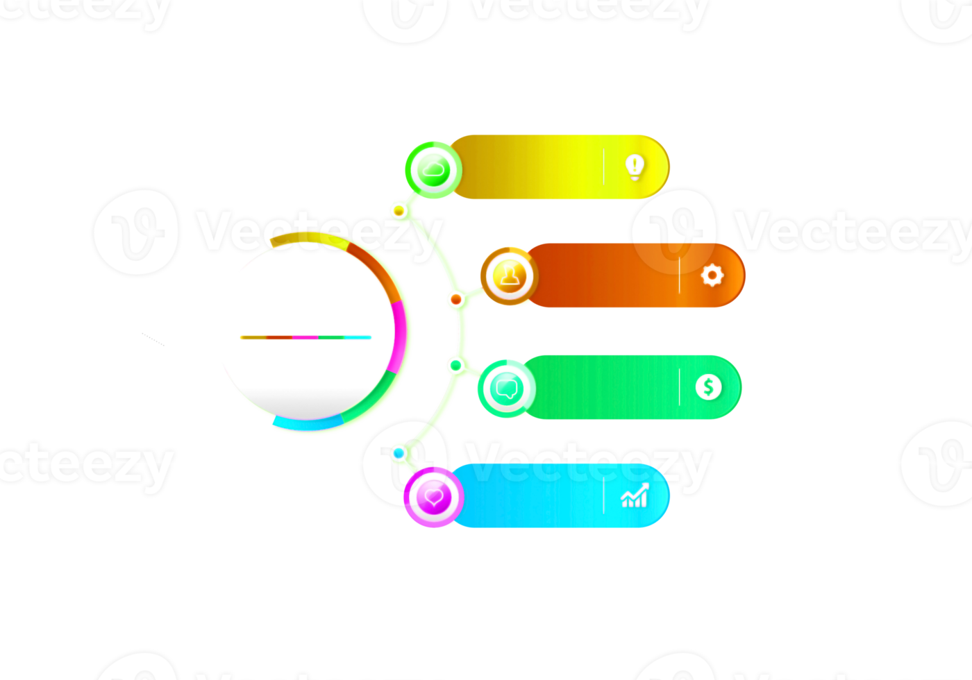 objeto colorido de cuatro pasos para plantilla de infografía png