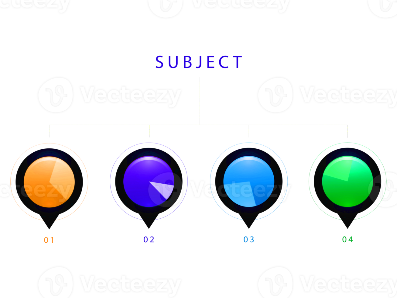 quattro passaggi colorato oggetto per Infografica modello png