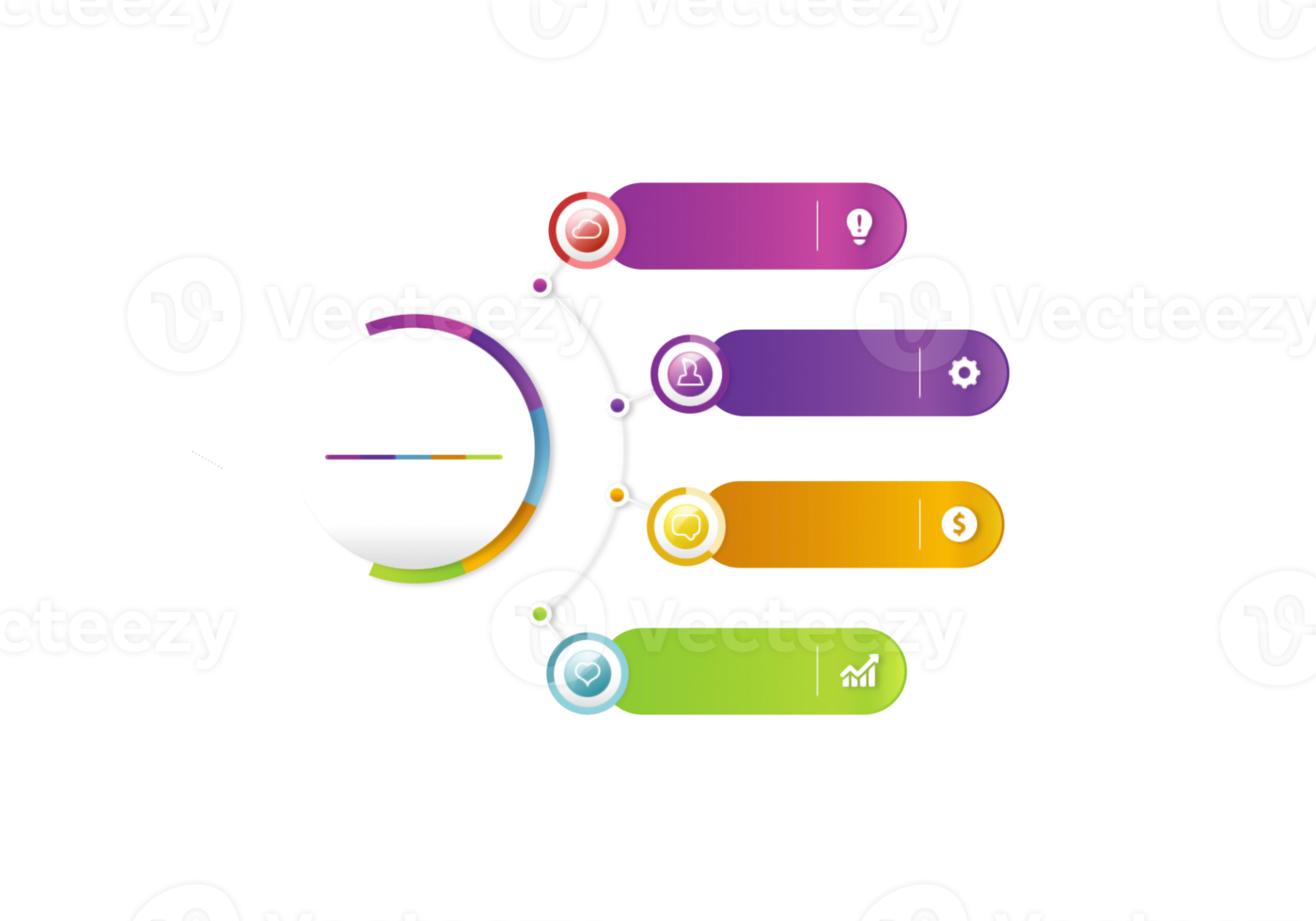 buntes objekt mit vier schritten für infografik-vorlage png