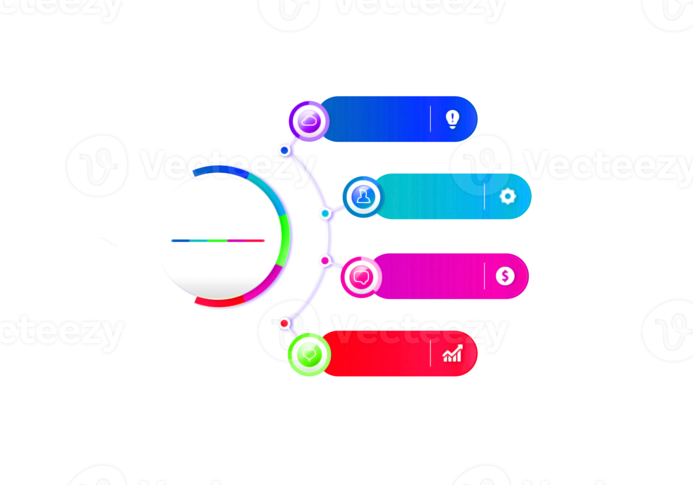 objeto colorido de cuatro pasos para plantilla de infografía png