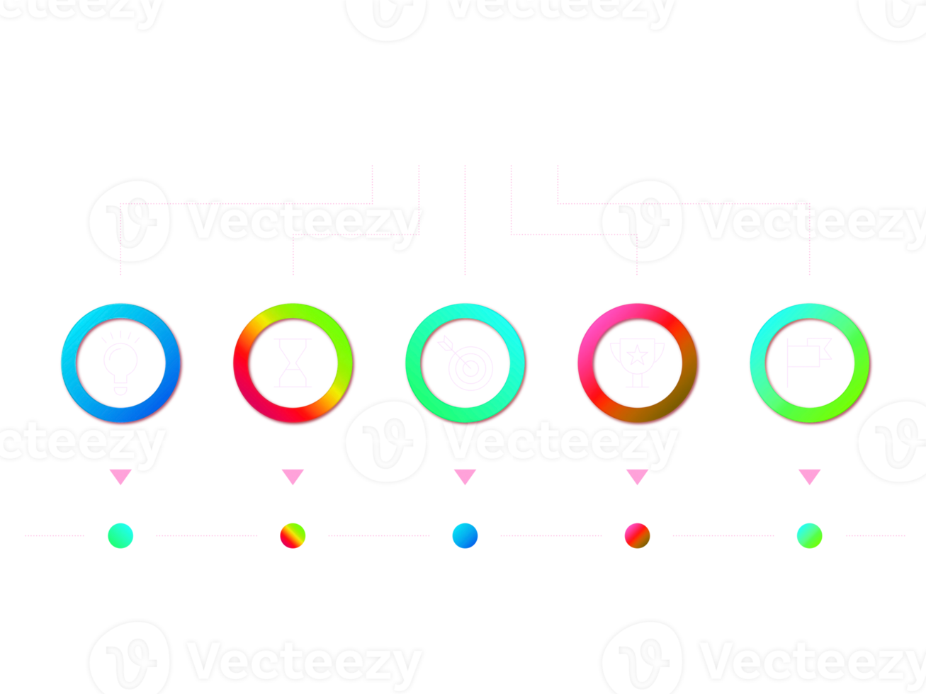 objeto de círculo colorido de cinco pasos para plantilla infográfica png
