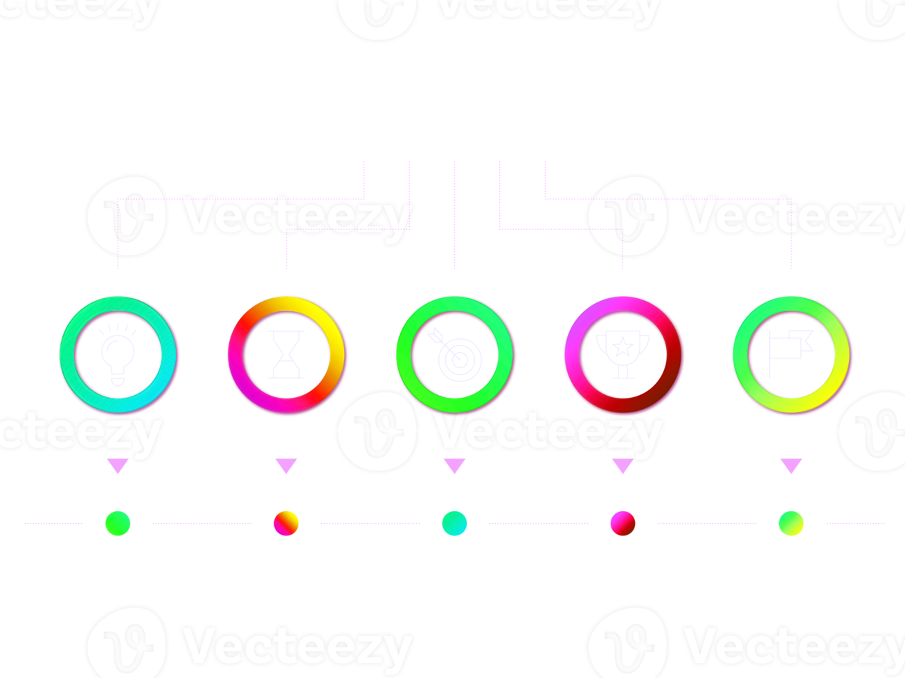 fünf Schritte buntes Kreisobjekt für Infografik-Vorlage png