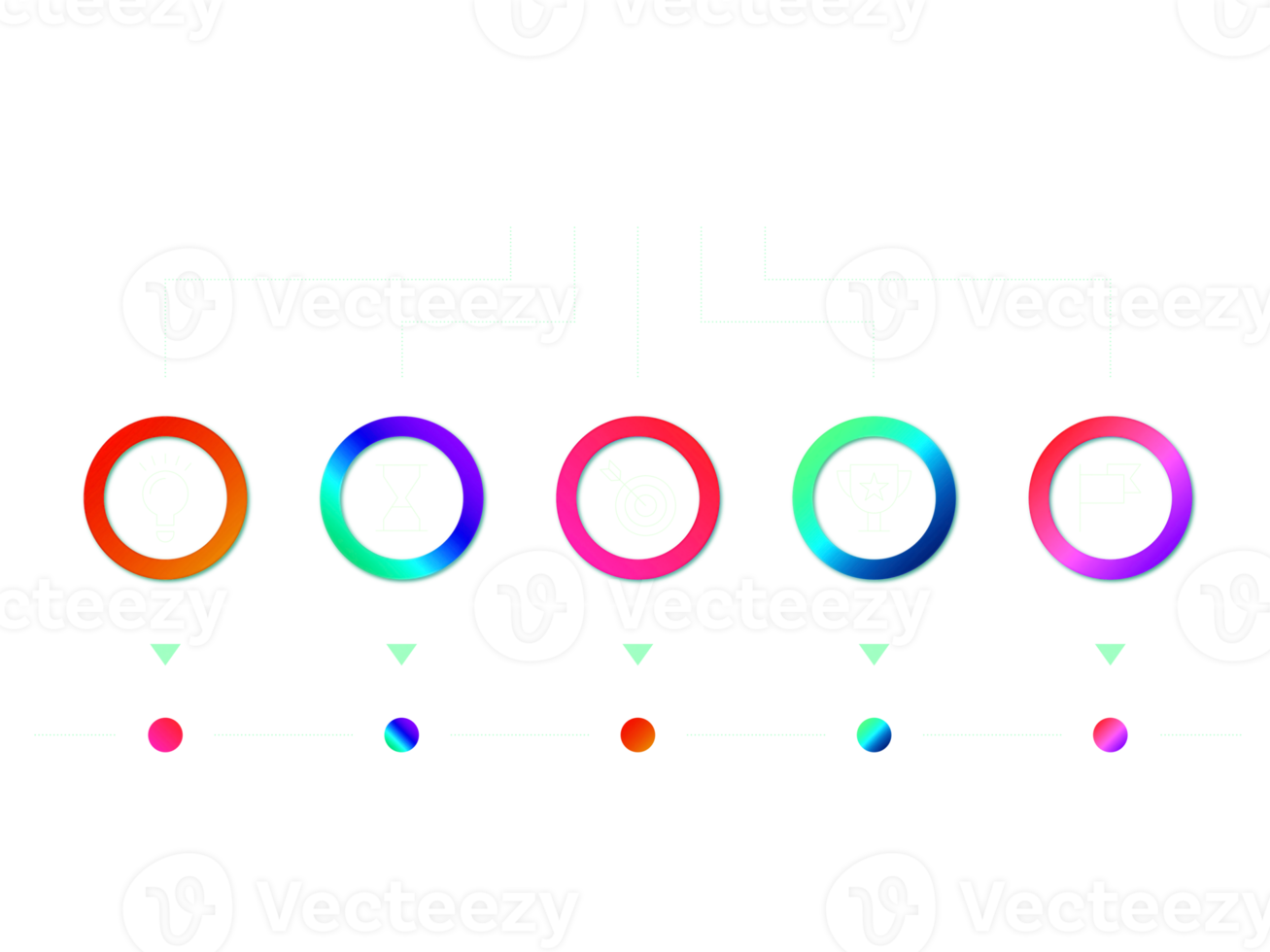 fünf Schritte buntes Kreisobjekt für Infografik-Vorlage png