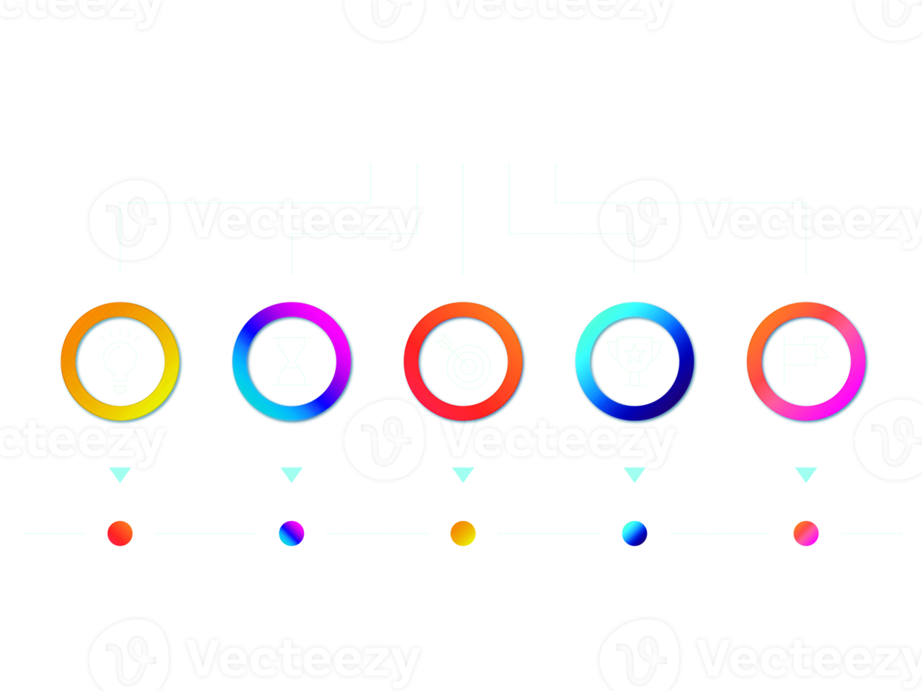 fem steg färgrik cirkel objekt för infographic mall png