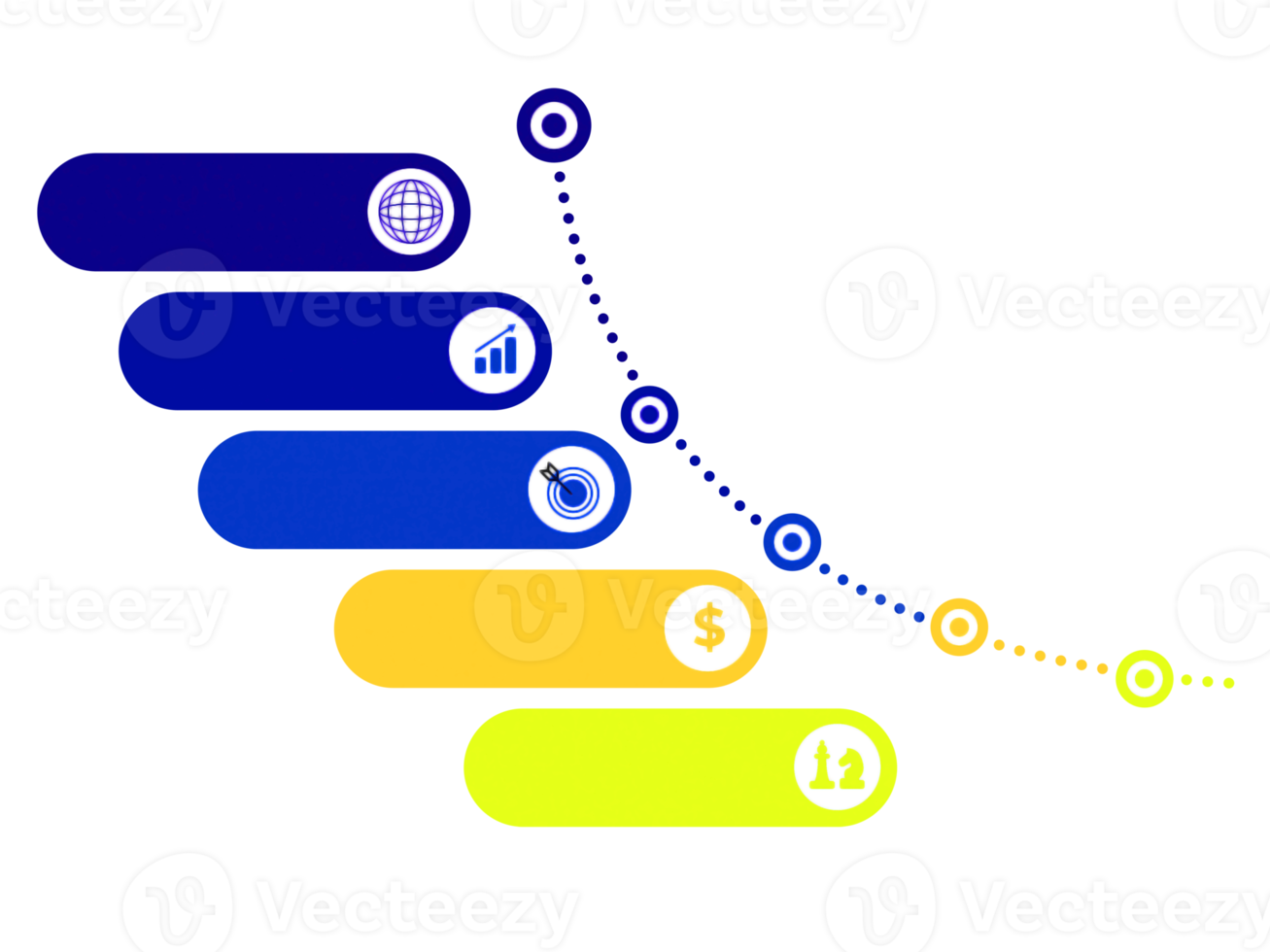 vijf stappen kleurrijk voorwerp voor infographic tijdlijn sjabloon png