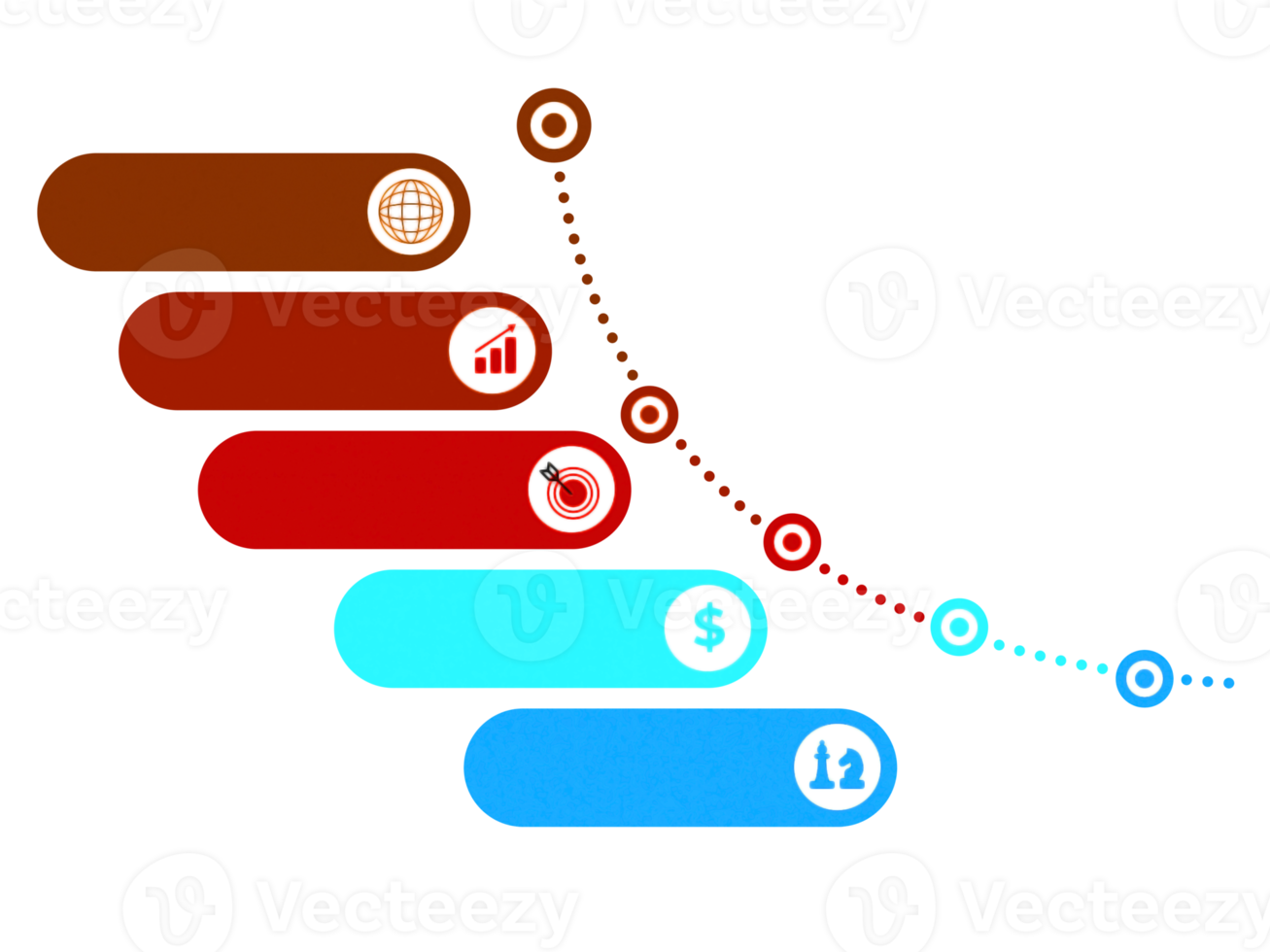 vijf stappen kleurrijk voorwerp voor infographic tijdlijn sjabloon png