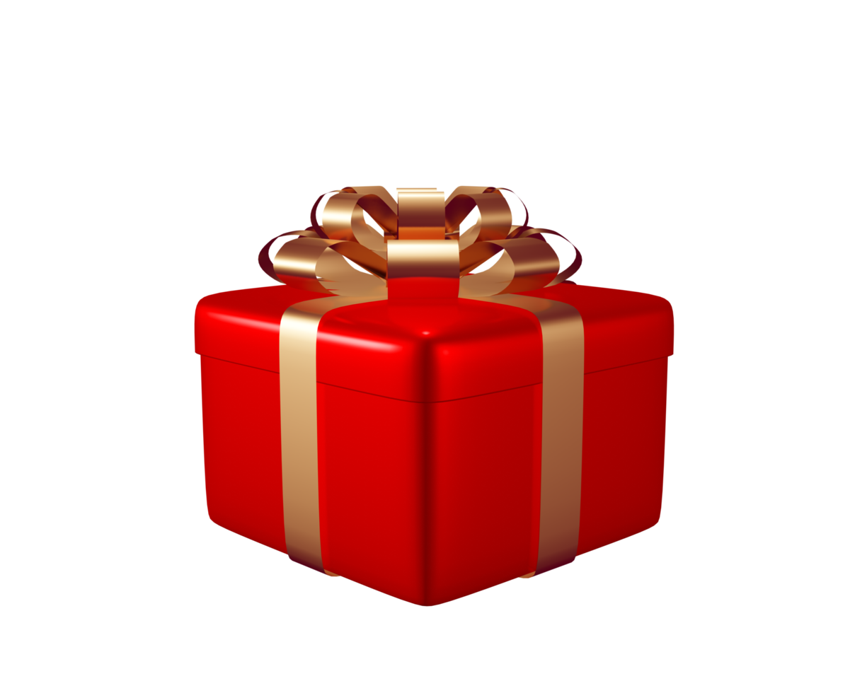 3D PNG gifts box red with ribbon element, Merry Christmas and happy new year concept for a birthday, Happy new year, 3d rendering illustration.