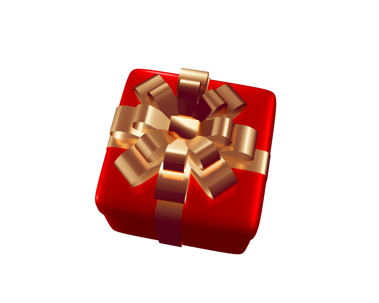 3D PNG gifts box red with ribbon element, Merry Christmas and happy new year concept for a birthday, Happy new year, 3d rendering illustration.