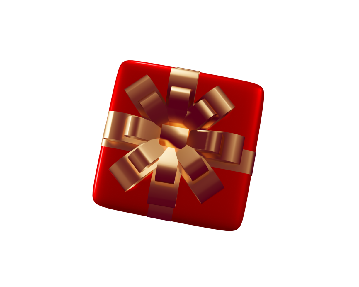 3D PNG gifts box red with ribbon element, Merry Christmas and happy new year concept for a birthday, Happy new year, 3d rendering illustration.