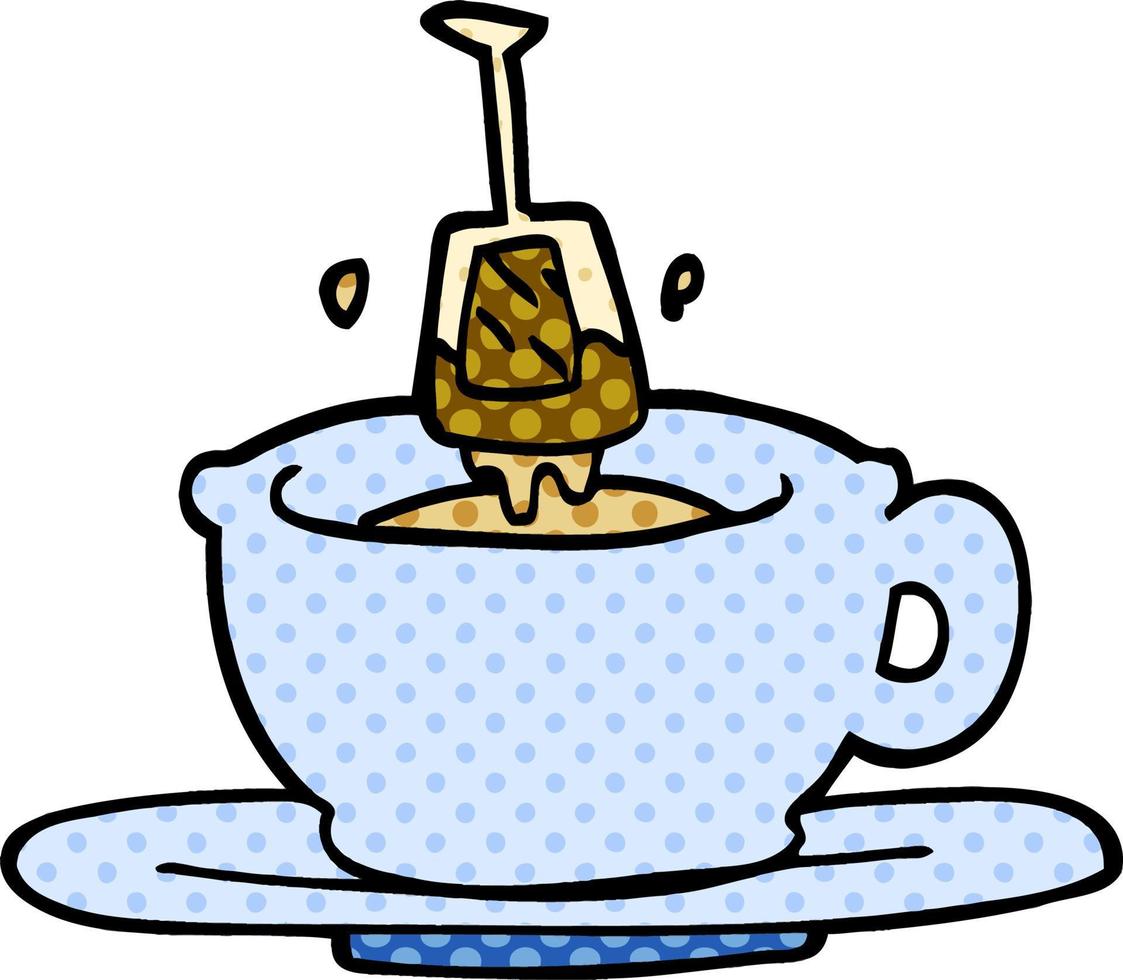 cartoon doodle cup of tea vector