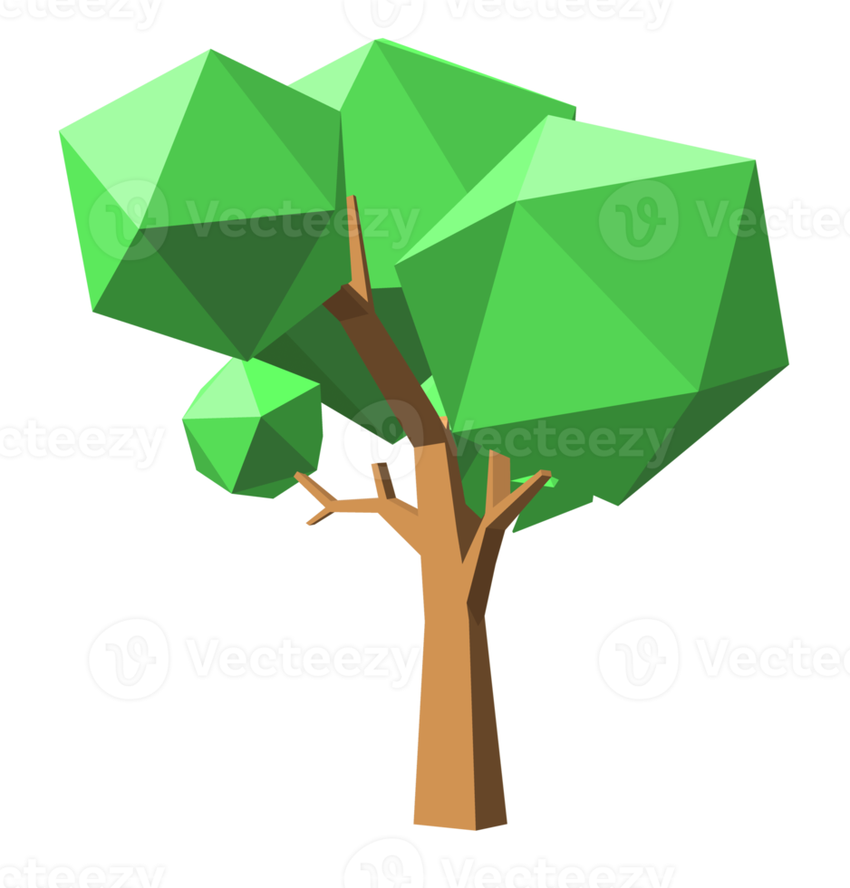 Low polygon 3D tree and grasses png