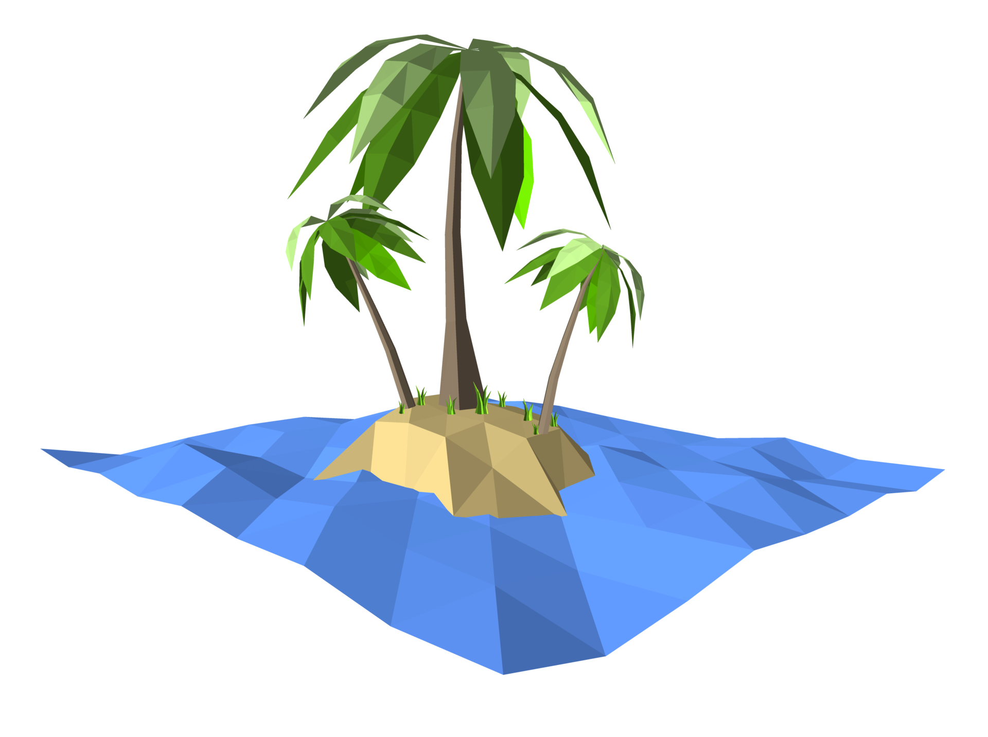 3Ds low polygon palm tree on lonely island in the ocean 12176933 PNG
