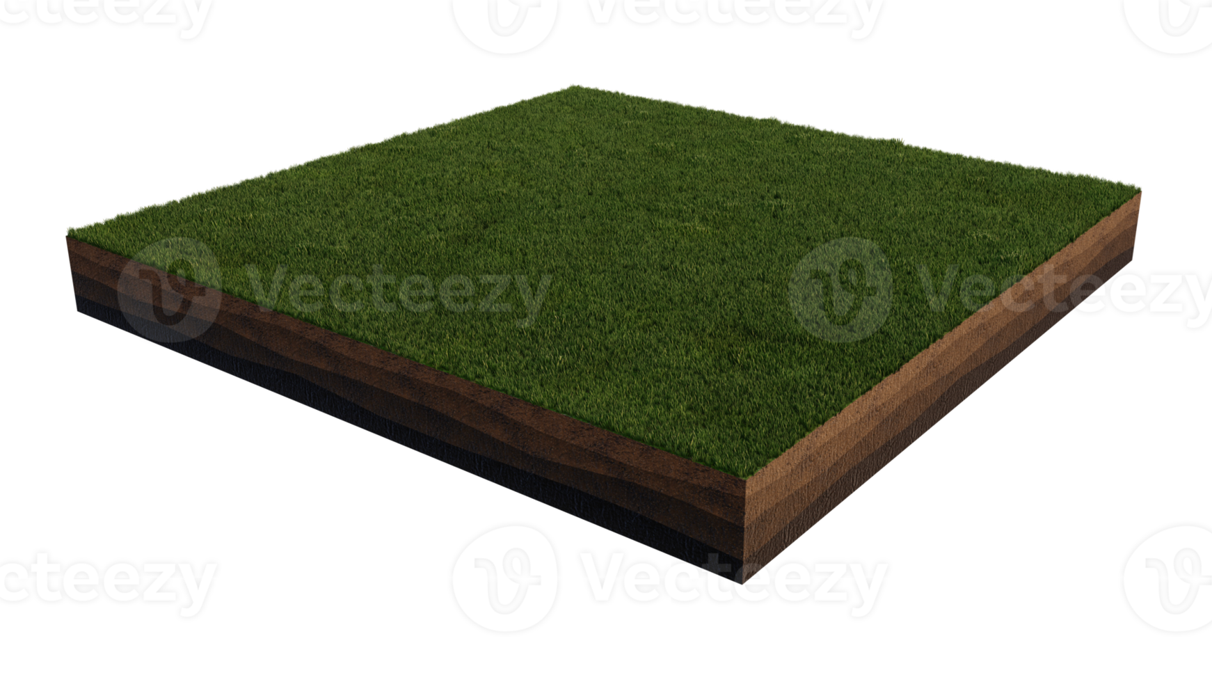 3d rendering image of grass field island on transparent background png