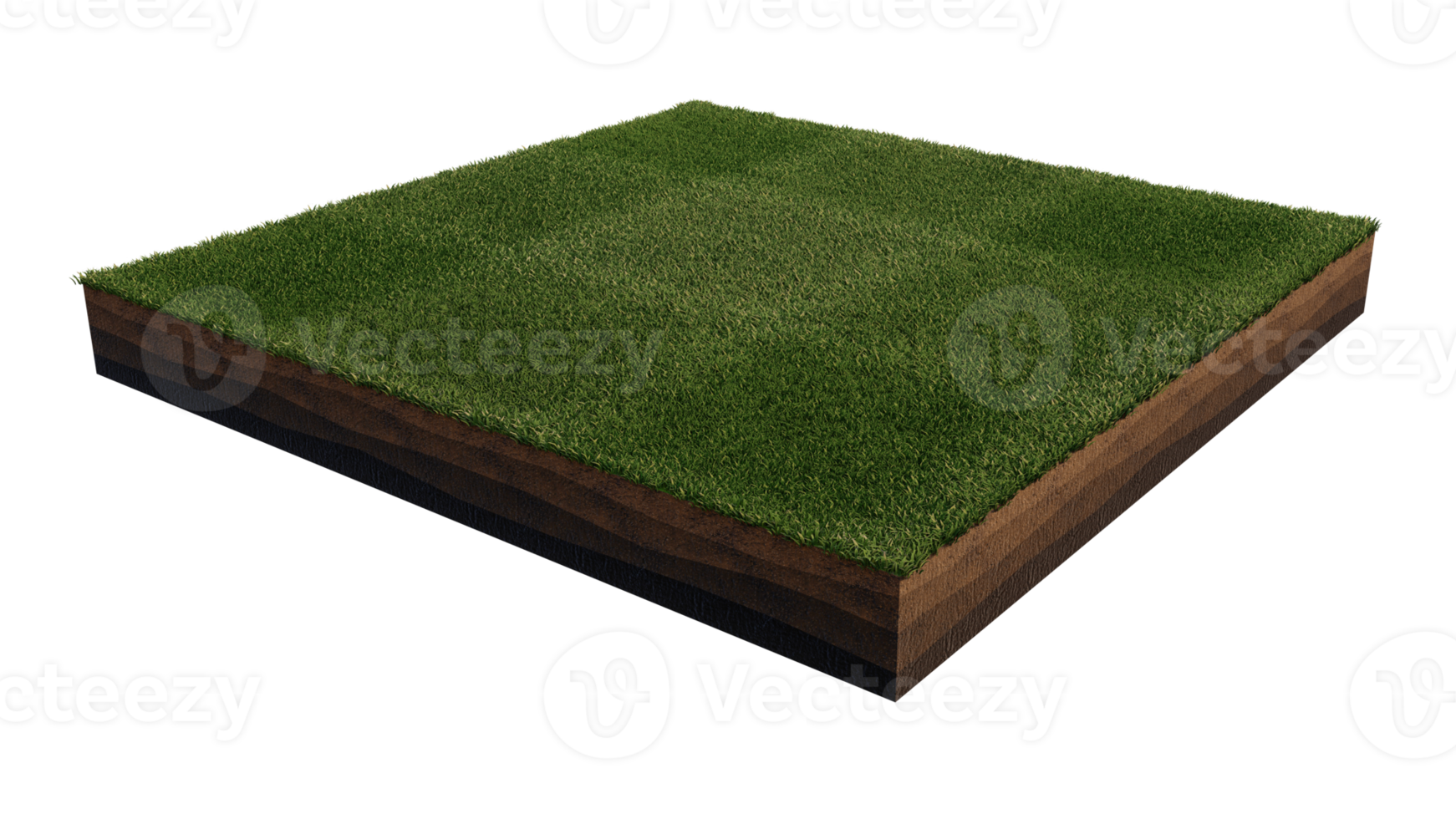 3d rendering image of grass field island on transparent background png